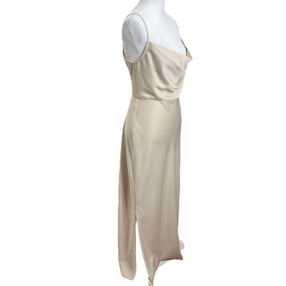 BHLDN Cali Satin Cowl Neck Slip Dress Champagne Women’s Size 14 Midi - Picture 5 of 14